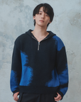"静寂と青" Knit Zip Hoodie