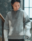 "静寂と青" Knit Zip Hoodie