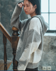 "静寂と青" Knit Zip Hoodie