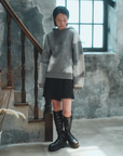"静寂と青" Knit Zip Hoodie