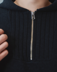 "静寂と青" Knit Zip Hoodie