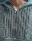 "静寂と青" Knit Zip Hoodie